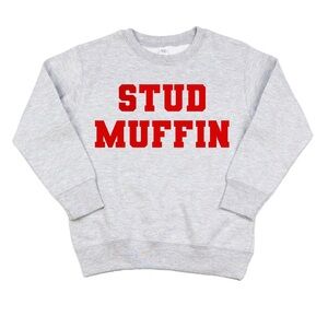 Boys Valentine sweatshirt 5/6 T worn twice (Stud Muffin)